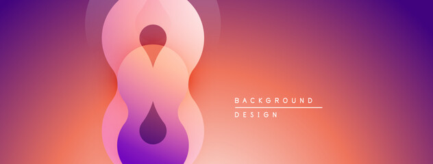 Abstract gradient shapes form figure resembling infinity symbol. Warm colors blend, creating modern background design. Smooth transitions, visual harmony.