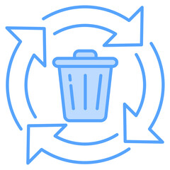 Waste Processing Blue Icon Element For Design