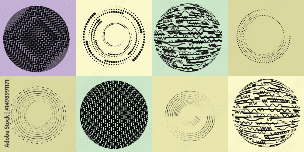 Poster halftone dots in circle form .rotate rounded shape vector illustration .rotating dots form a circle 