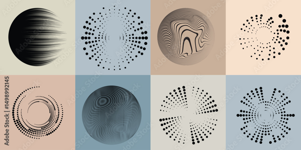 Poster halftone dots in circle form .rotate rounded shape vector illustration .rotating dots form a circle 