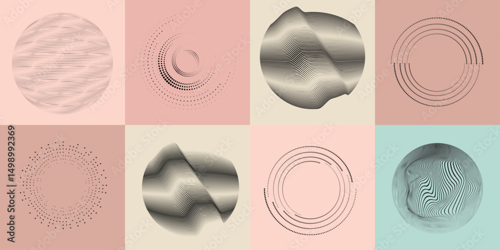 Poster halftone dots in circle form .rotate rounded shape vector illustration .rotating dots form a circle 