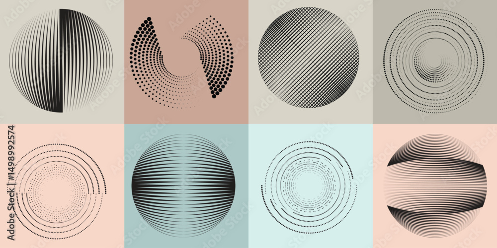 Poster halftone dots in circle form .rotate rounded shape vector illustration .rotating dots form a circle 