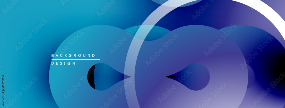 Leinwandbilder abstract fluid shapes, blue gradients, modern design. overlapping circles create dynamic visual effe