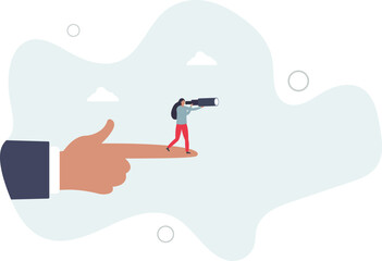 Vision to see business direction, economic forecast or future, strategy to success or business objective, career path concept, character life .