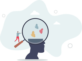 Mental health awareness and emotional inner self care .flat vector illustration.Happy feelings after depression character life .