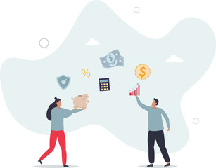 Financial planning and family money budget strategy tiny person concept. character life .