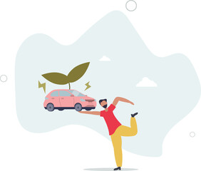 Fototapeta premium Sustainable transport concept .showing benefits of electric transportation. character life .