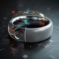 Augmented reality smart ring in 3D, providing interactive features for a futuristic lifedesign.