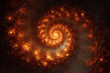 Fiery Orange Spiral Galaxy in Dark Space