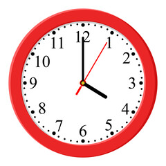 Clock icon design. Vector office clock icon with shadow. 4 o'clock.