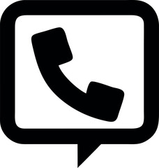 Black Phone Handset in Speech Bubble Icon – Contact, Hotline, and Customer Support Symbol

