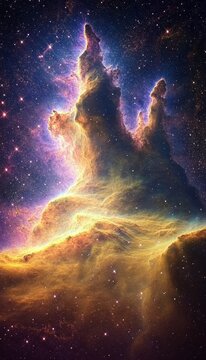 Fototapeta Fiery Nebula With Warm Red And Yellow Hues, Enkindling The Vastness Of Space Exploration