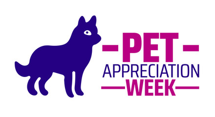 Pet Appreciation Week background banner or poster design template. observed every year in June. Holiday concept. Use to any Template, card, poster, placard, template.