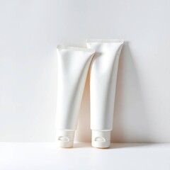 Minimalist White Cosmetic Tubes Clean Packaging Design for Beauty Products