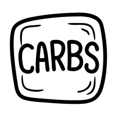 Carbs icon in hand-drawn style with black outline and simple design for fitness  concept