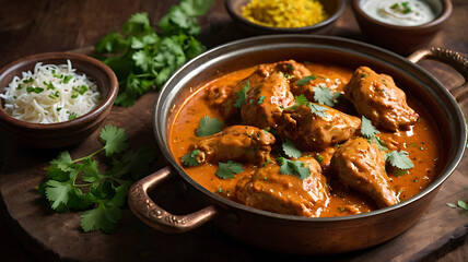 Chicken Curry with Rice Cilantro and Spices