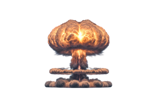 Nuclear Explosion Atomic Bomb Mushroom Cloud Nuclear Warfare Destruction Image isolated on transparent background
