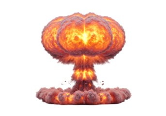 Nuclear Explosion Powerful Image of Atomic Bomb Blast isolated on transparent background