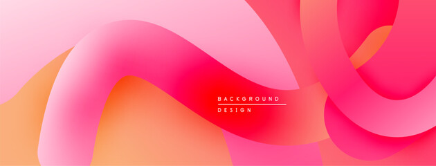 Abstract fluid shapes, vibrant pinks, oranges create modern background. Soft gradients, dynamic composition. Minimalist design element.