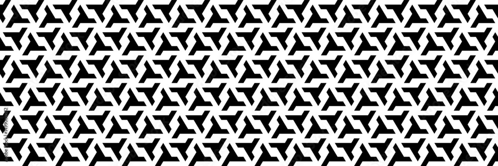 Poster horizontal seamless black and white geometric design for pattern and background.