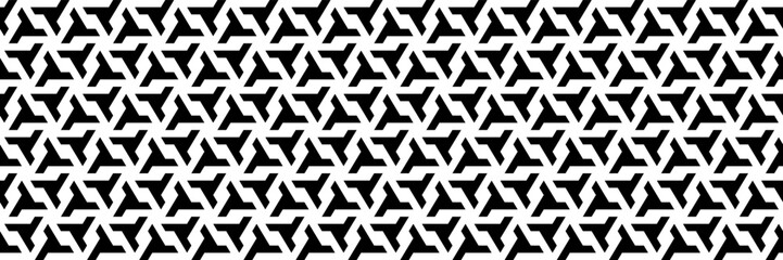 horizontal seamless black and white geometric design for pattern and background.