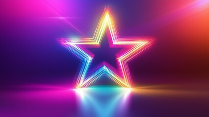 Obraz premium a glowing star icon shape of tunnel of light, symbolizing their path toward success through discipline and perseverance, against a colorful gradientHigh-quality sharp images
