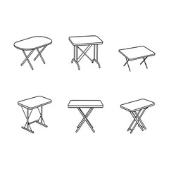 minimalist folding table outline drawing vector graphic style