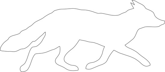 Running Fox Silhouette Vector Illustration, Outline Design