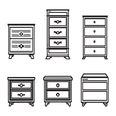 Minimalist line art chest of drawers furniture illustration design