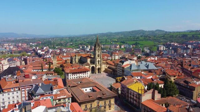 San Salvador Cathedral of Oviedo in Spain. Aerial view with my drone