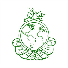 environment day line art illustration  with transparent background.eps