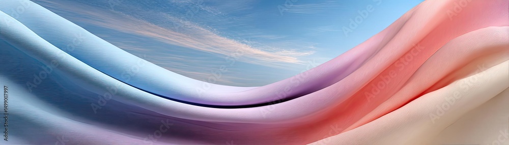 Poster Soothing colors with positivity and focus through wellness concept. Colorful abstract background with smooth flowing fabric texture.