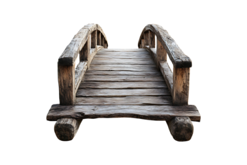 old wood bridge isolated on transparent background