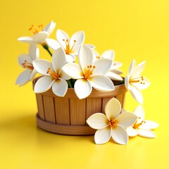 Fototapeta premium Bouquet of flowers in a basket or vase