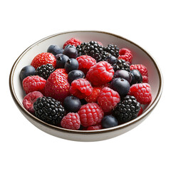 fresh berries in a bowl on isolated transparent background