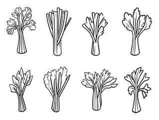 Celery Food Line Art Minimalist Style For Recipe Book
