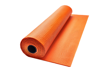 Orange yoga mat isolated on transparent background