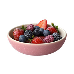 fresh berries in a bowl on isolated transparent background