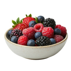 fresh berries in a bowl on isolated transparent background