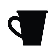 Hot Coffee Cup Icon – Black Silhouette of Steaming Beverage Mug for Café, Breakfast, or Drink App Design on White Background