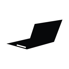 Laptop Icon &ndash; Black Silhouette of Open Notebook Computer with Camera Dot on Screen for Tech, Business, or Web Design Use