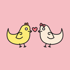 Cartoon Birds in Love Illustration