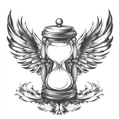 Vintage hourglass with wings
