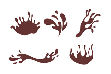 Splashes of coffee or hot chocolate illustrations set
