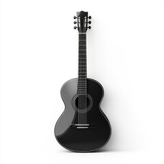 Black acoustic guitar on white background