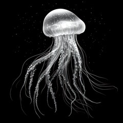 Translucent jellyfish against a black background