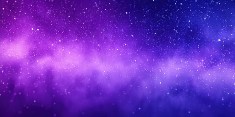 Fototapeta premium Abstract blurred galaxy background in deep violet and midnight blue, with heavy film grain, dusty star flecks, and a cinematic haze