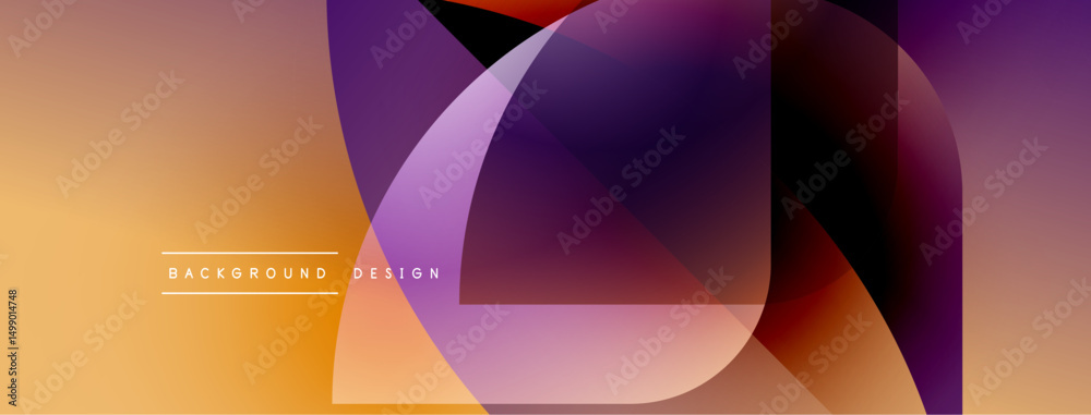 Aufkleber Abstract gradients overlap, creating dynamic visual effect. Warm tones blend with cool purple hues. Modern design element.