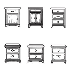 modern bedside table line art vector design artwork