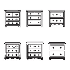 Modern chest of drawers line drawing furniture design concept
